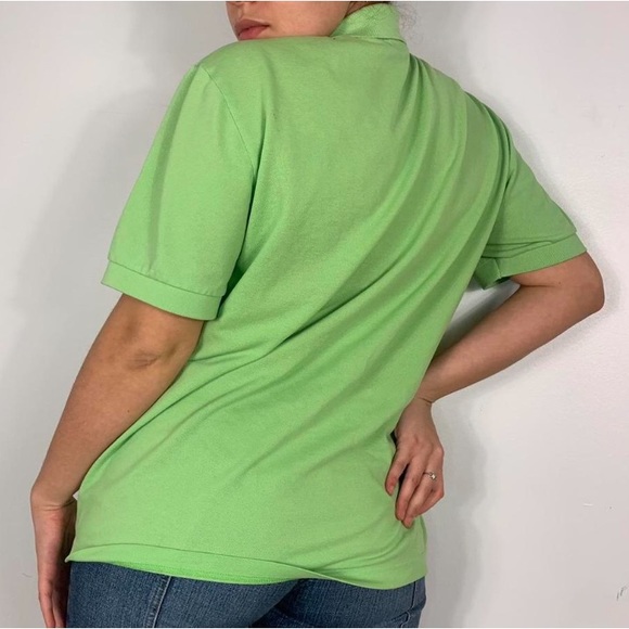 VINTAGE LACOSTE LIME GREEN LOGO POLO T-SHIRT - Picture 3 of 4